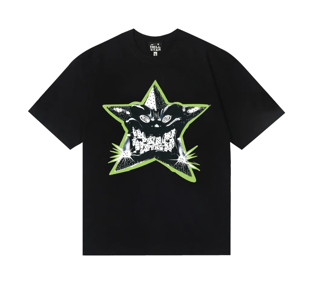 6703# P116 Hellstar American fashion high street pure cotton loose short-sleeved T-shirt Color: White Black Apricot Code Number: S M L XL