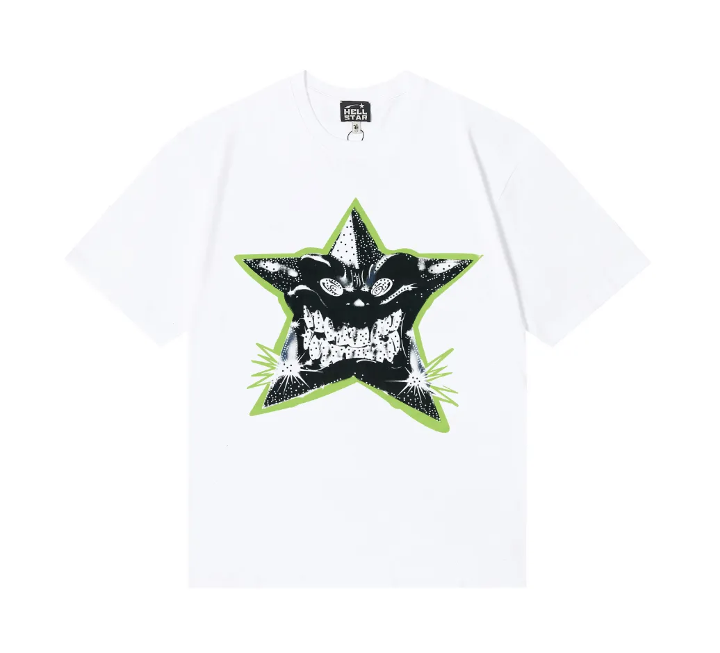 6703# P116 Hellstar American fashion high street pure cotton loose short-sleeved T-shirt Color: White Black Apricot Code Number: S M L XL