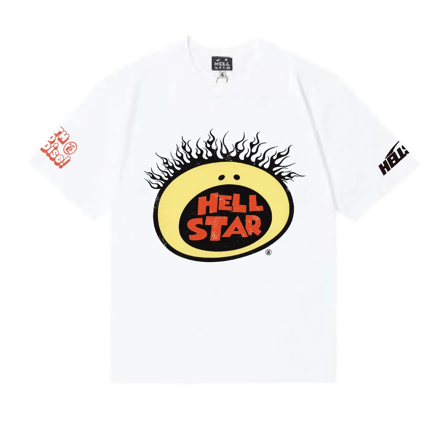 6839# P116 Hellstar American fashion high street pure cotton loose short-sleeved T-shirt Color: White Apricot Code Number: S M L XL