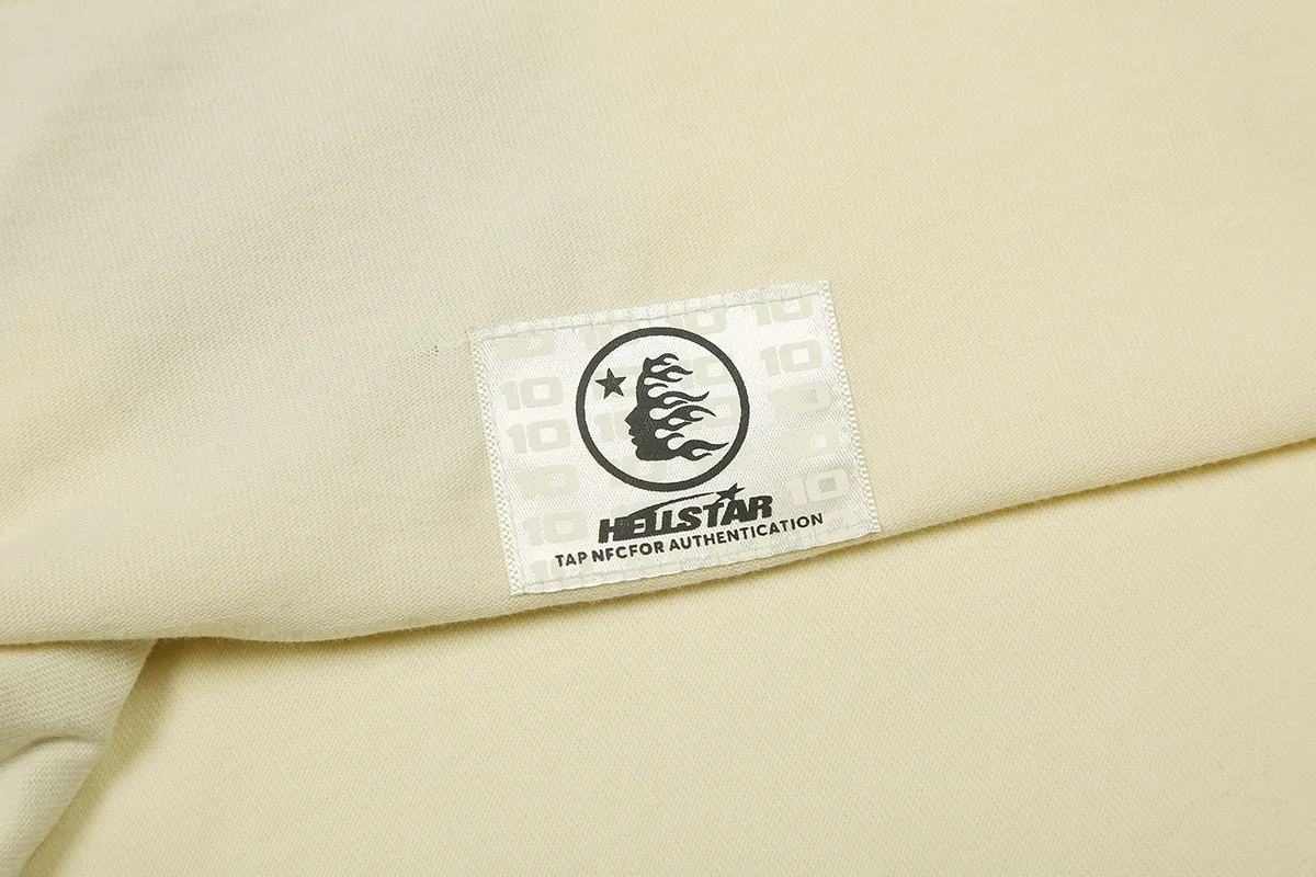 6839# P116 Hellstar American fashion high street pure cotton loose short-sleeved T-shirt Color: White Apricot Code Number: S M L XL