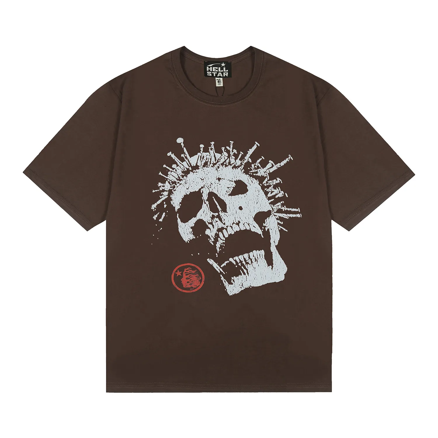 6686# P116 Hellstar American fashionable high street pure cotton loose short-sleeved T-shirt Color: Black Dark Brown Gray White Size: S M L XL