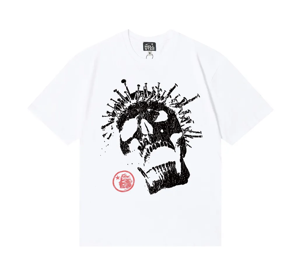 6686# P116 Hellstar American fashionable high street pure cotton loose short-sleeved T-shirt Color: Black Dark Brown Gray White Size: S M L XL