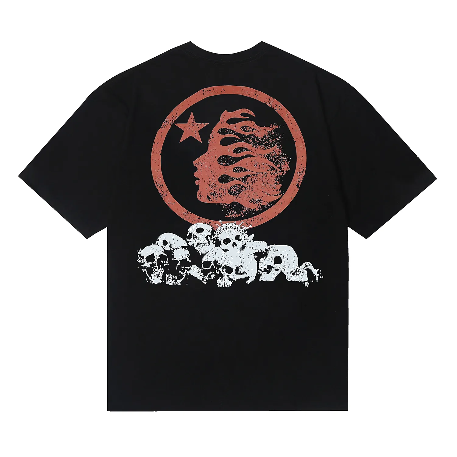 6686# P116 Hellstar American fashionable high street pure cotton loose short-sleeved T-shirt Color: Black Dark Brown Gray White Size: S M L XL