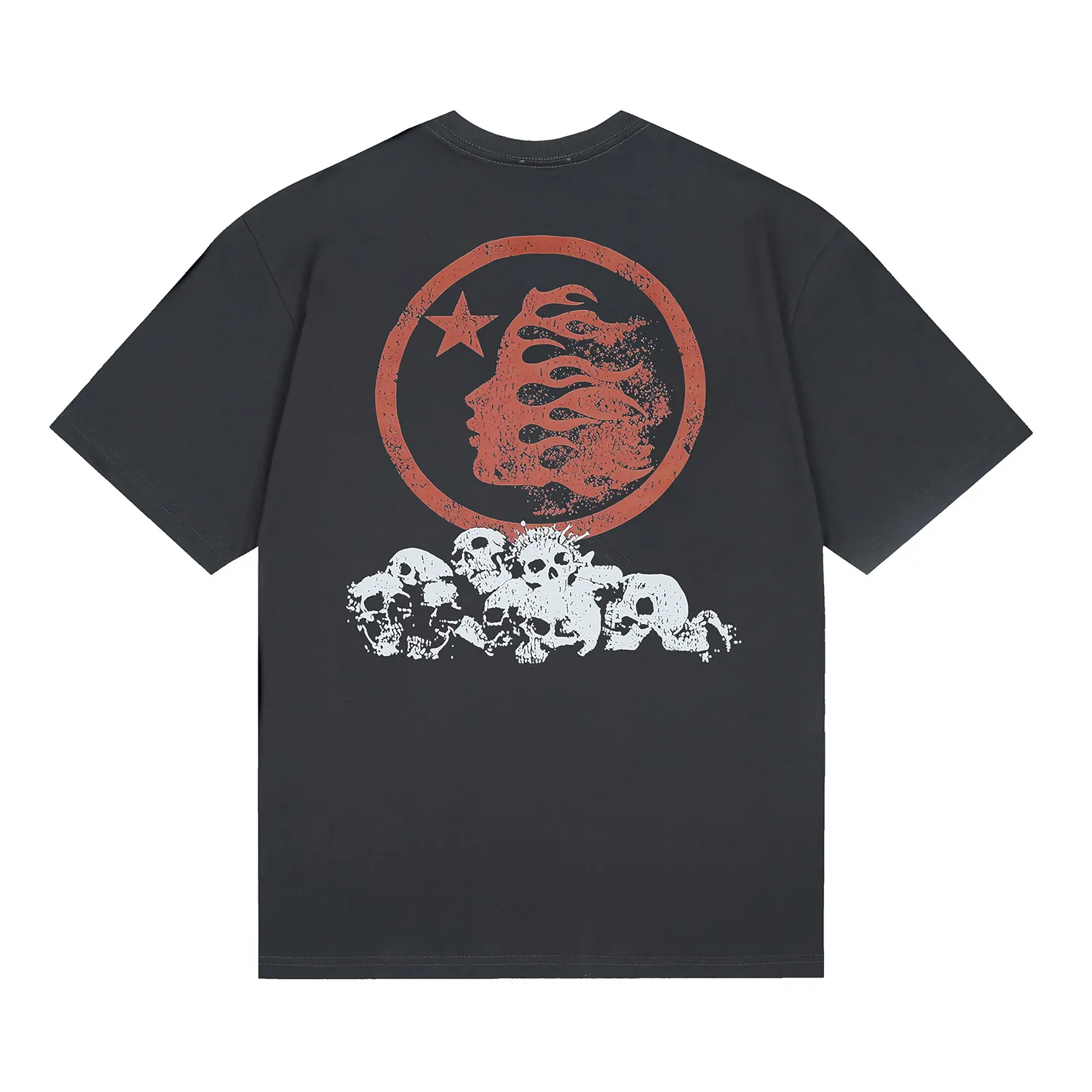6686# P116 Hellstar American fashionable high street pure cotton loose short-sleeved T-shirt Color: Black Dark Brown Gray White Size: S M L XL