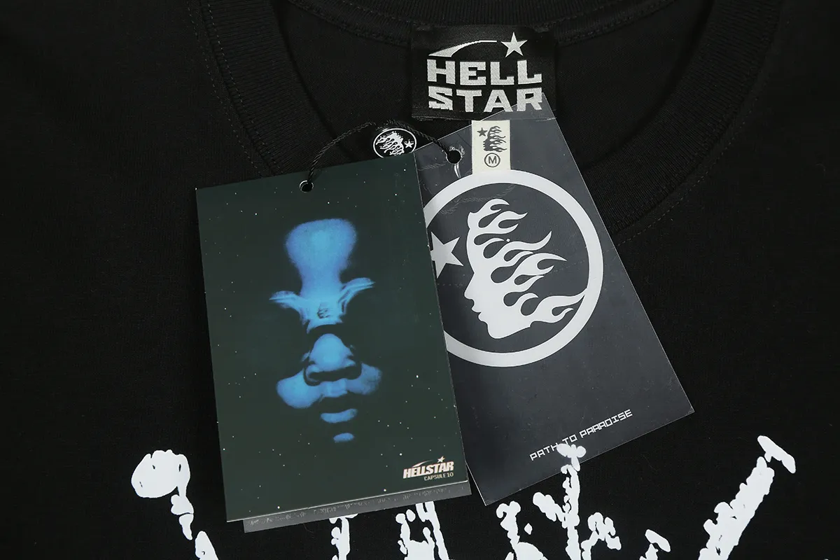 6686# P116 Hellstar American fashionable high street pure cotton loose short-sleeved T-shirt Color: Black Dark Brown Gray White Size: S M L XL