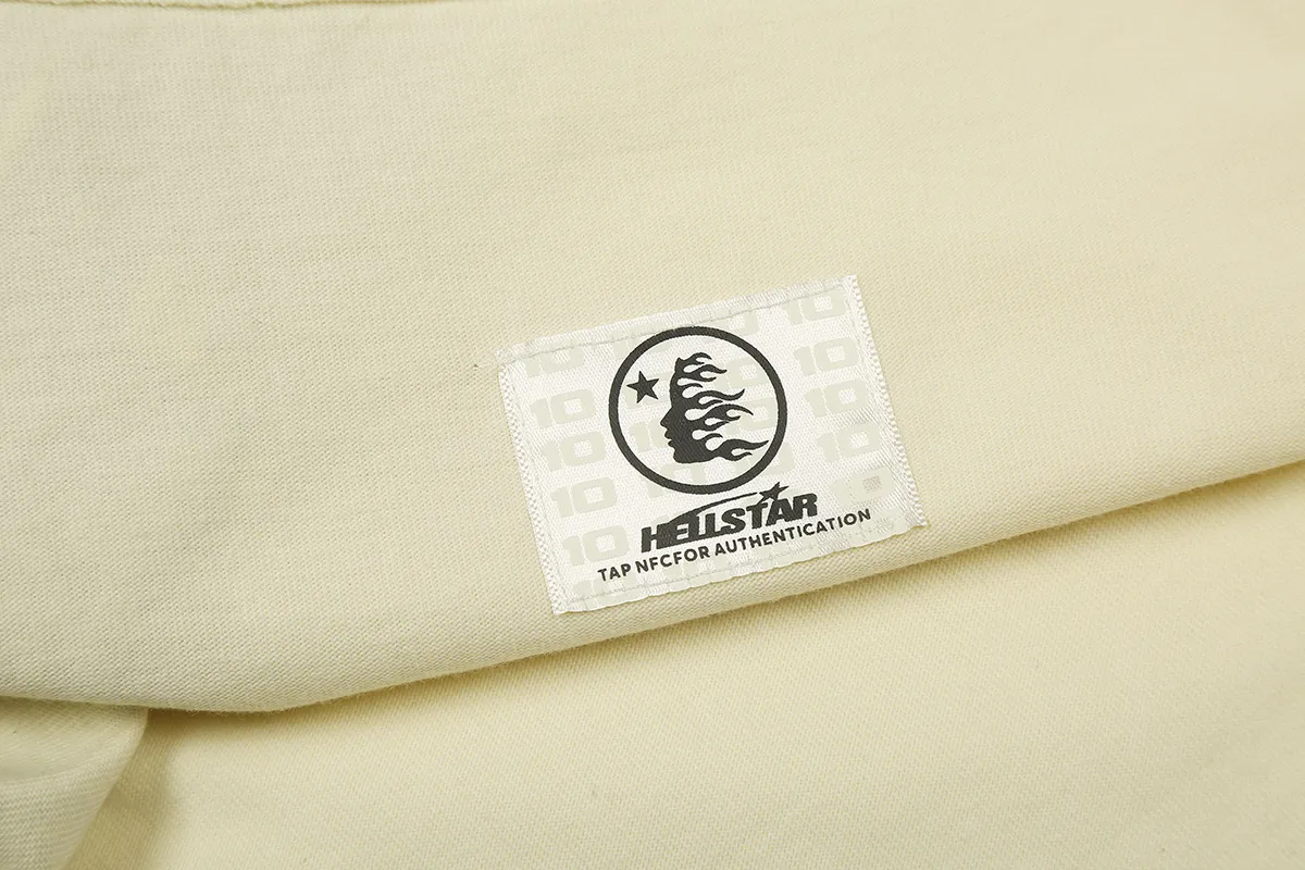 6675# P116 Hellstar American fashion high street pure cotton loose short-sleeved T-shirt Color: Apricot Black Size: S M L XL