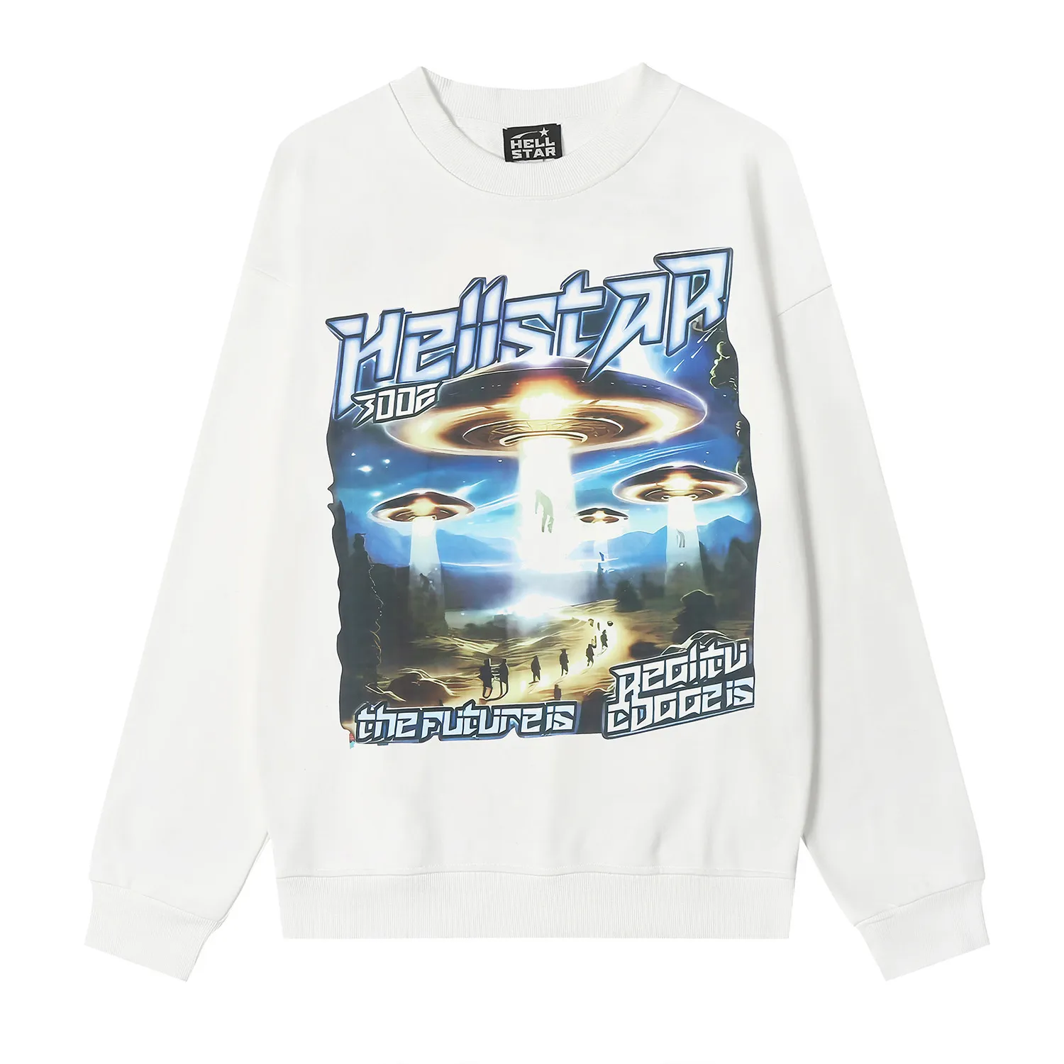 8835# P160 Hellstar high-quality Hellstar American trendy printed cotton terry crew neck sweatshirt Color: White Black Size: S M L XL