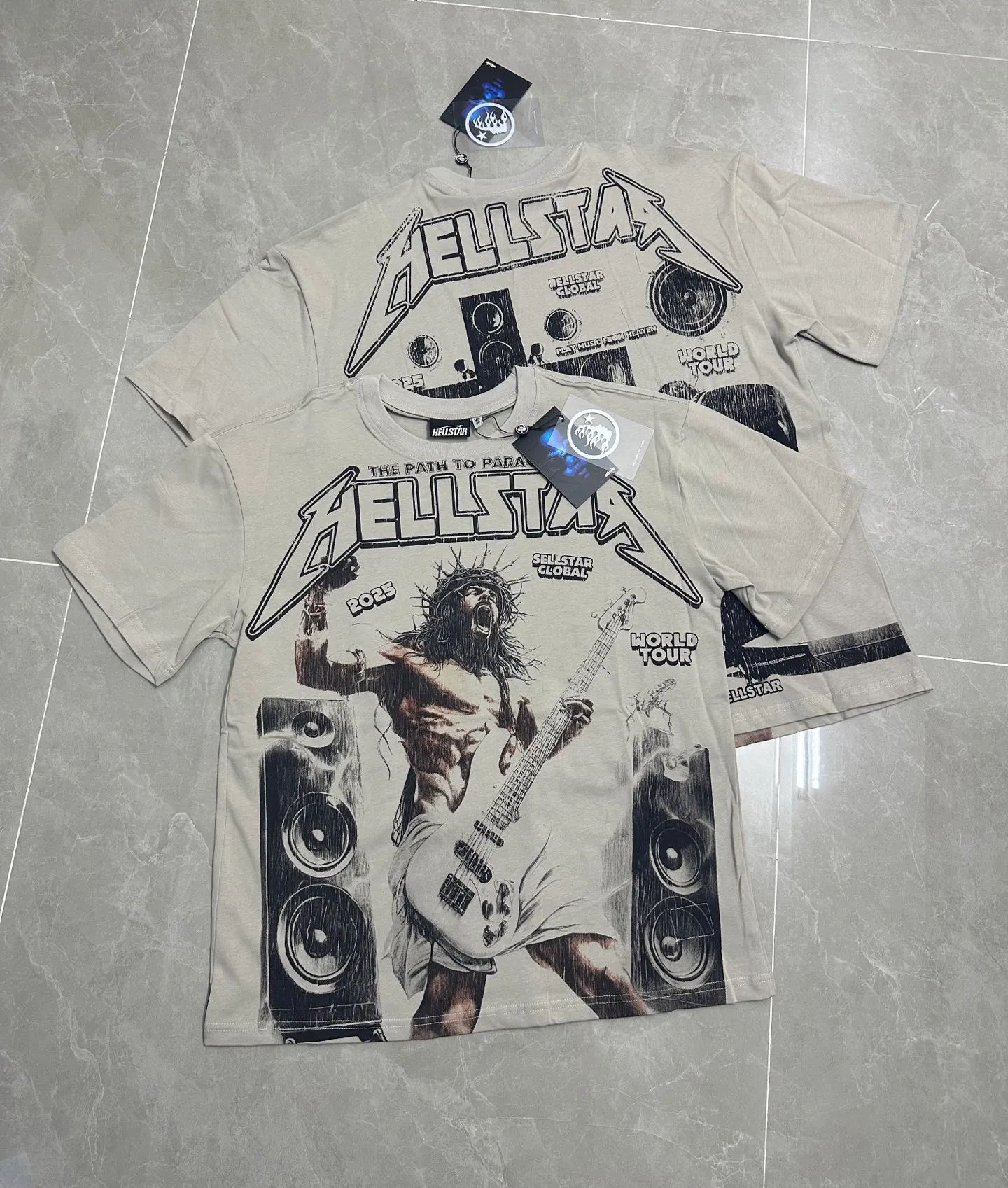 P108 779#grass gray I Real stock (new model) Hellstar cross-border European and American style, street fashion brand pure cotton T-shirt Fabric (fabric): 32 pieces of 240g heavy combed double yarn pure cotton Size (size): S-M- L- X L Color (colour): Grass Gray