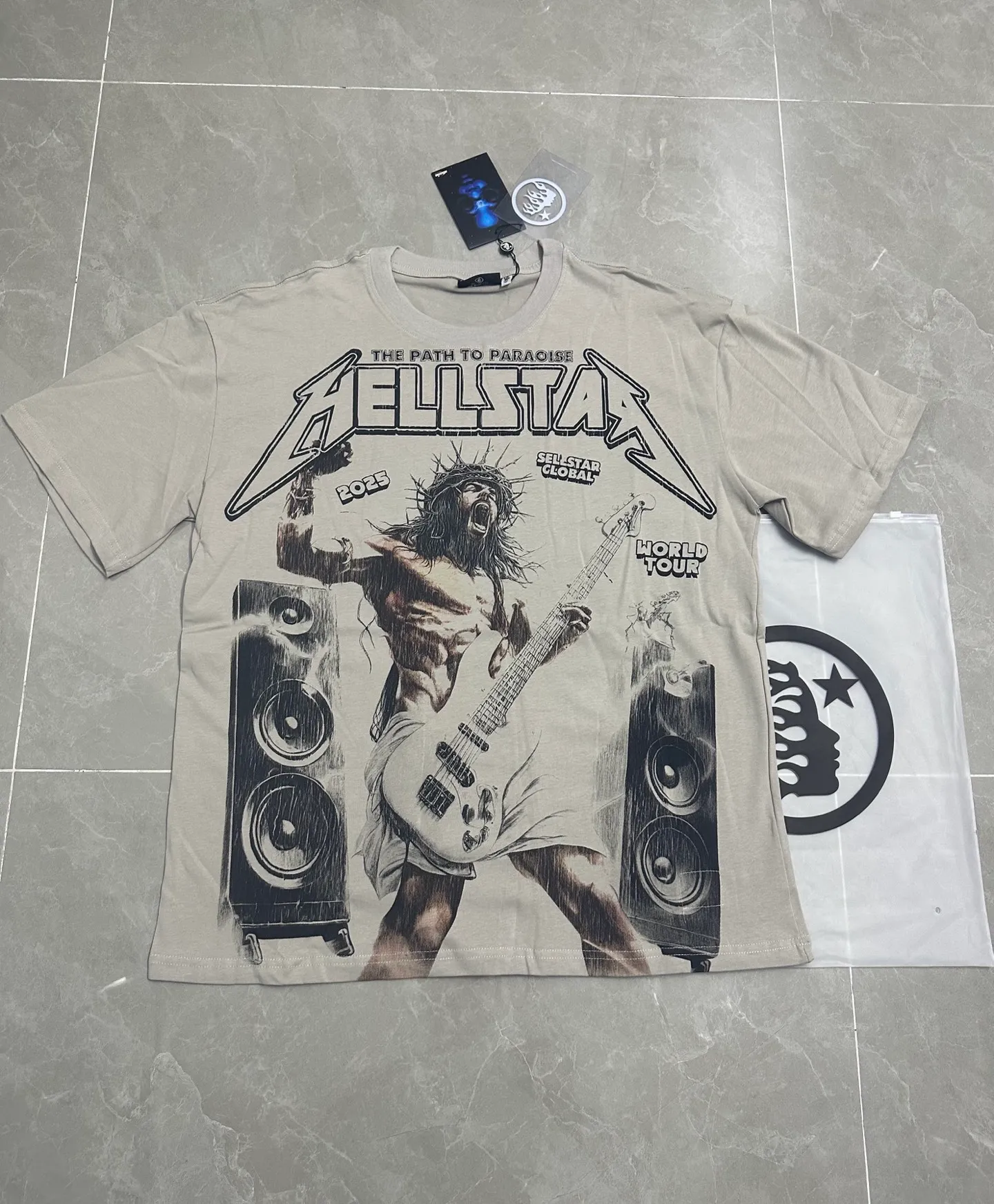 P108 779#grass gray I Real stock (new model) Hellstar cross-border European and American style, street fashion brand pure cotton T-shirt Fabric (fabric): 32 pieces of 240g heavy combed double yarn pure cotton Size (size): S-M- L- X L Color (colour): Grass Gray