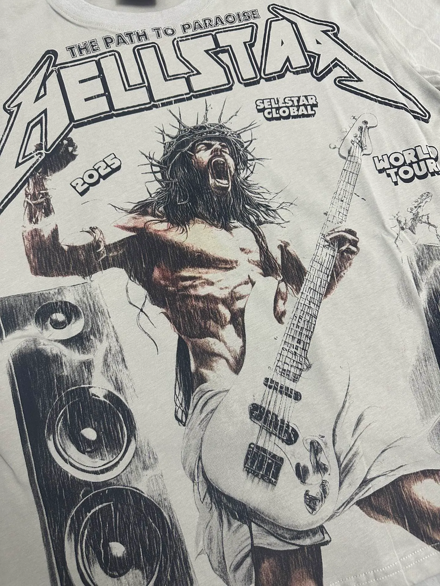 P108 779#grass gray I Real stock (new model) Hellstar cross-border European and American style, street fashion brand pure cotton T-shirt Fabric (fabric): 32 pieces of 240g heavy combed double yarn pure cotton Size (size): S-M- L- X L Color (colour): Grass Gray