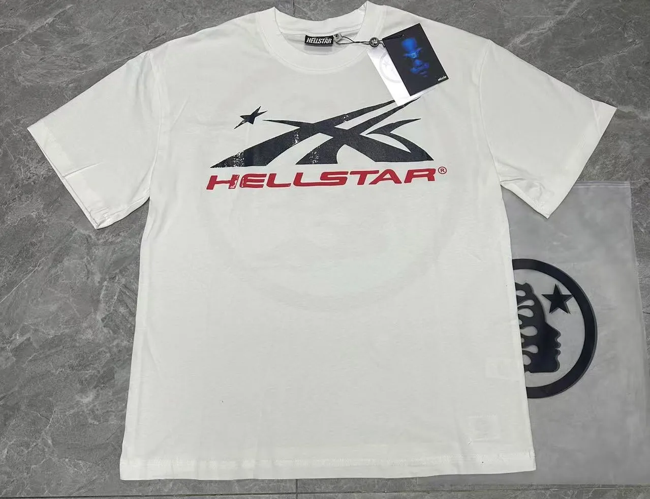 P108 Real-stock Hellstar Cross-border European and American style, street fashion brand pure cotton T-shirt Fabric (fabric): 32 counts of 240g heavy combed double yarn pure cotton Size (size): S-M- L- X L Color (colour): White 👉 👉