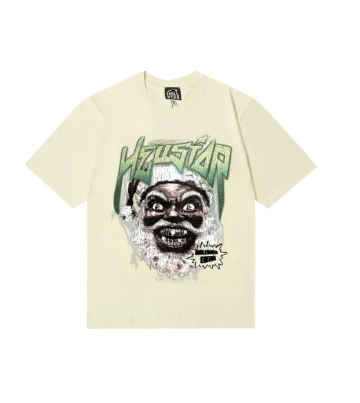 6809# P116 Hellstar American fashion high street pure cotton loose short-sleeved T-shirt Color: White Black Apricot Code Number: S M L XL