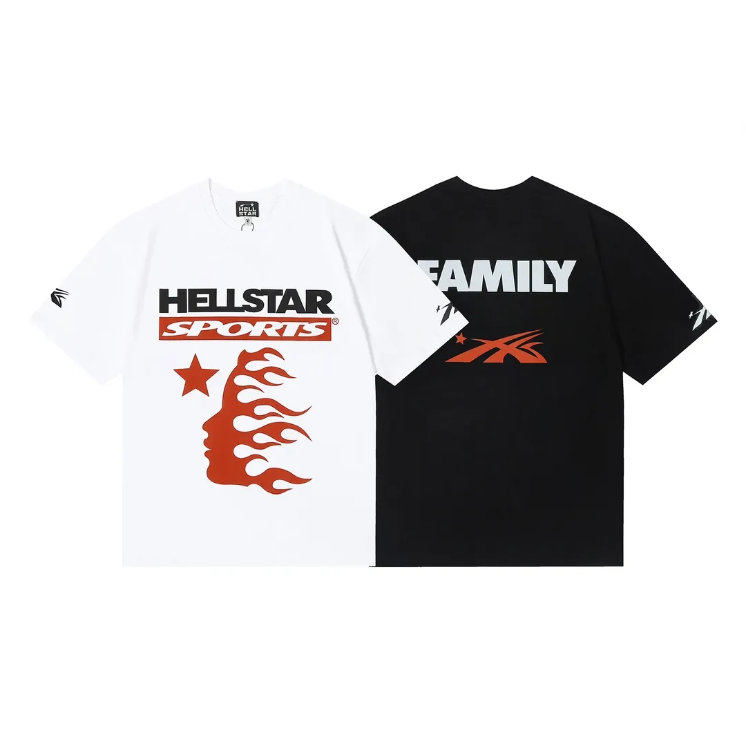 6647# P116 Hellstar American fashion high street pure cotton loose short-sleeved T-shirt Color: White Black Size: S M L XL