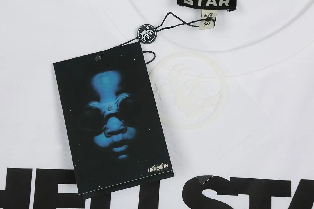 6647# P116 Hellstar American fashion high street pure cotton loose short-sleeved T-shirt Color: White Black Size: S M L XL