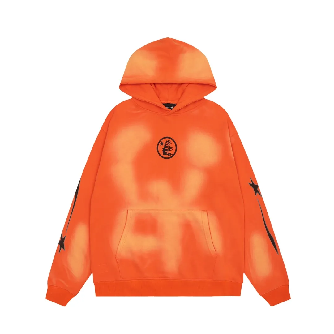 P240 Hellstar Hooded Sweatshirt Fashion brand pure cotton washed and distressed sweatshirt hoodie The new hot trendy Hellstar!  Standard beauty and trendy workmanship, original customization (fabric, pattern, printing, hang tag, main mark, etc.), exaggerated style, explosive style, dare to break through tradition, bring adventurous new fashion experience!   YoungBoy, the most popular rapper in the youth circle, has shot a lot of models for him, and celebrities such as Dababy and Swae Lee frequently get dressed!  color: orange Size: S, M, L, XL