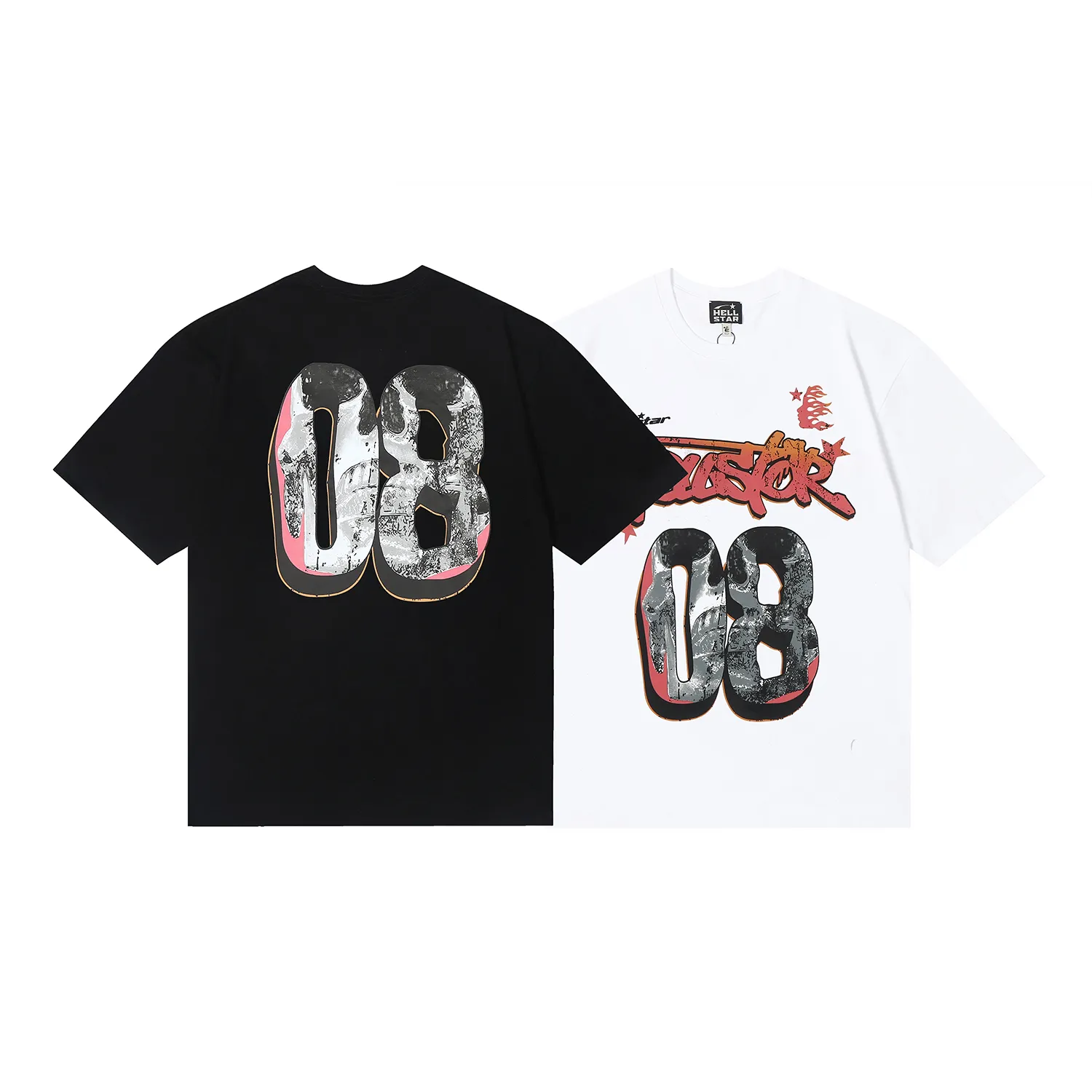 6698# P116 Hellstar American fashion high street pure cotton loose short-sleeved T-shirt Color: White Black Size: S M L XL