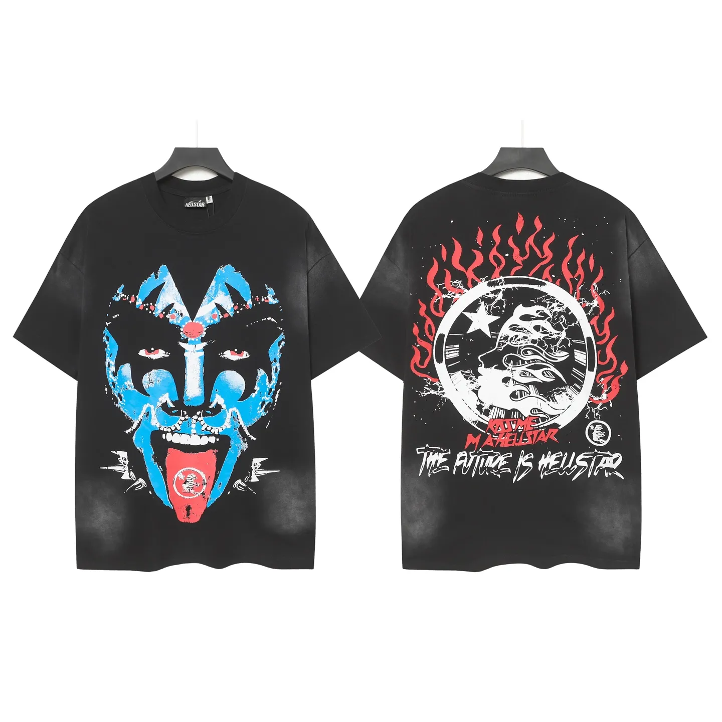 P124 Hellstar Hellstar Cross-border European and American style street fashion brand pure cotton T-shirt Fabric (fabric): 32 counts 250g washed combed double yarn pure cotton Size (size): S-M- L- X L Color (colour): Washed black (spray Ma Liu)