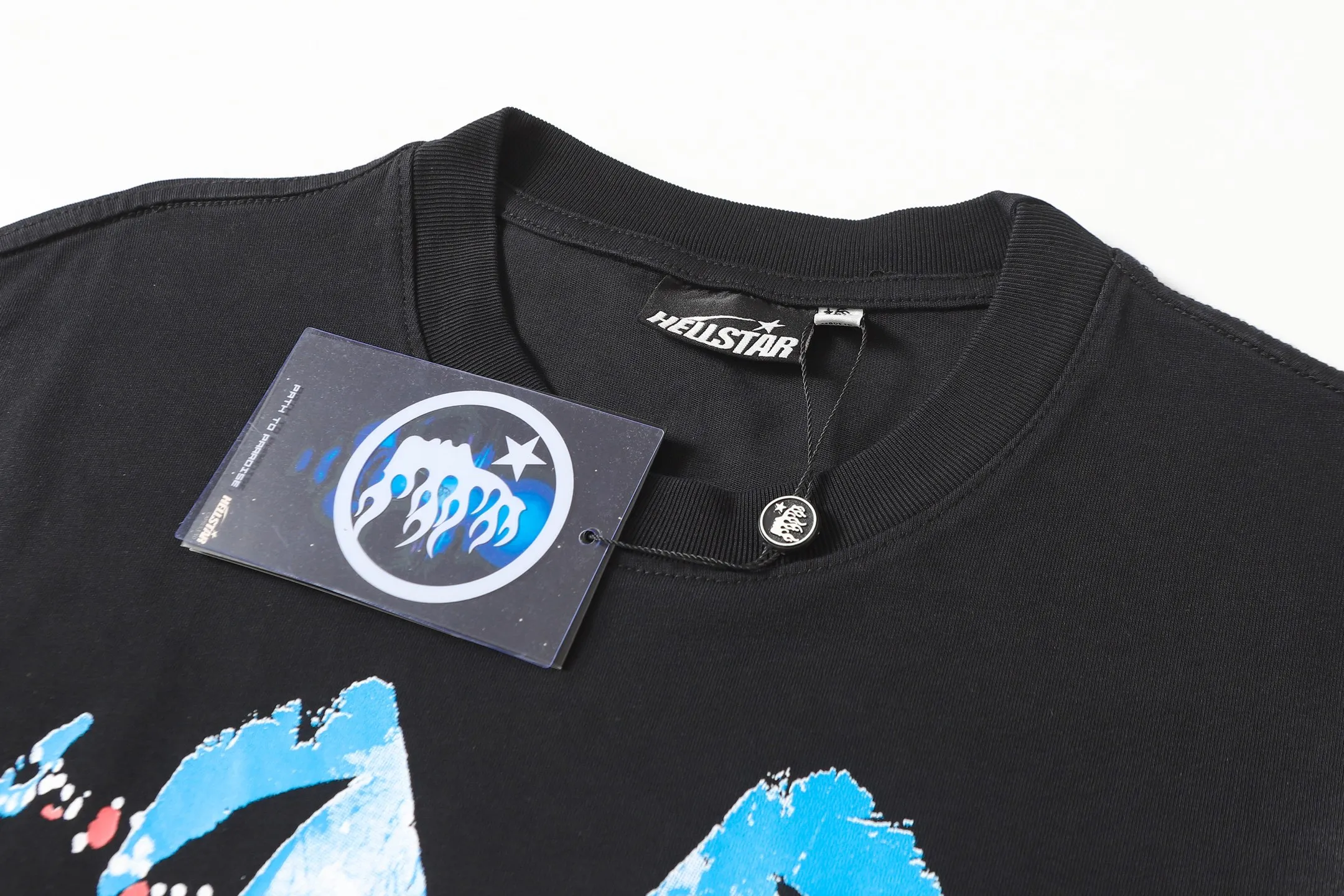 P124 Hellstar Hellstar Cross-border European and American style street fashion brand pure cotton T-shirt Fabric (fabric): 32 counts 250g washed combed double yarn pure cotton Size (size): S-M- L- X L Color (colour): Washed black (spray Ma Liu)