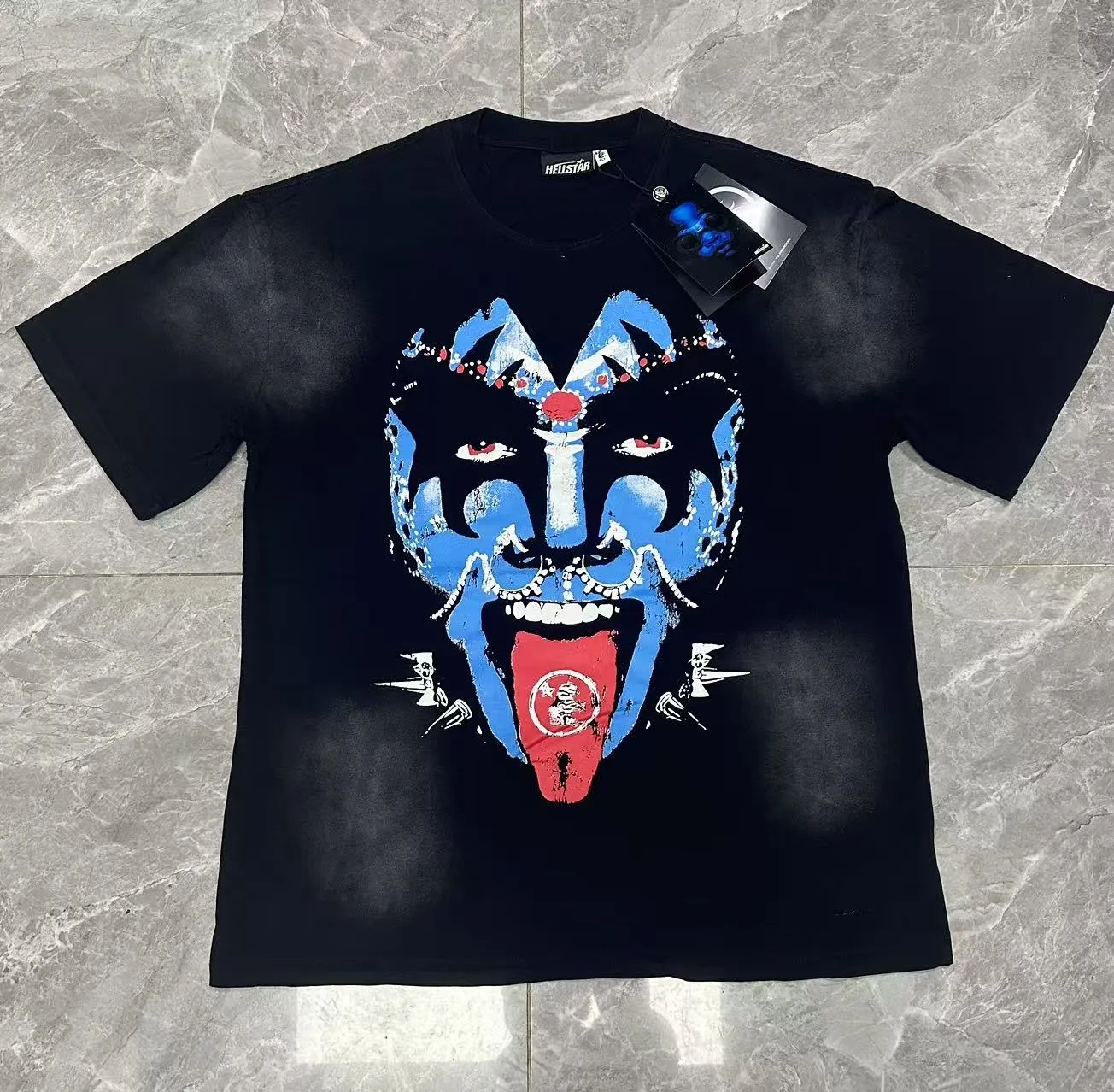 P124 Hellstar Hellstar Cross-border European and American style street fashion brand pure cotton T-shirt Fabric (fabric): 32 counts 250g washed combed double yarn pure cotton Size (size): S-M- L- X L Color (colour): Washed black (spray Ma Liu)