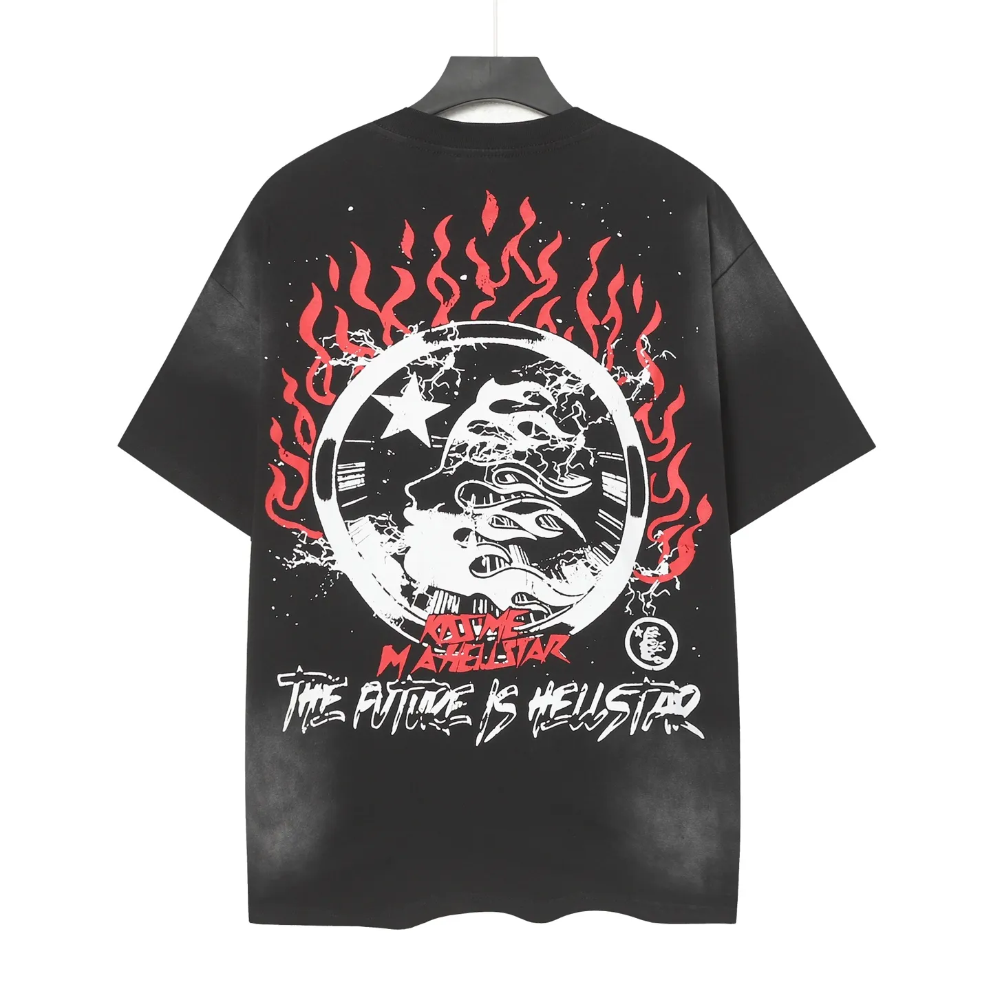 P124 Hellstar Hellstar Cross-border European and American style street fashion brand pure cotton T-shirt Fabric (fabric): 32 counts 250g washed combed double yarn pure cotton Size (size): S-M- L- X L Color (colour): Washed black (spray Ma Liu)