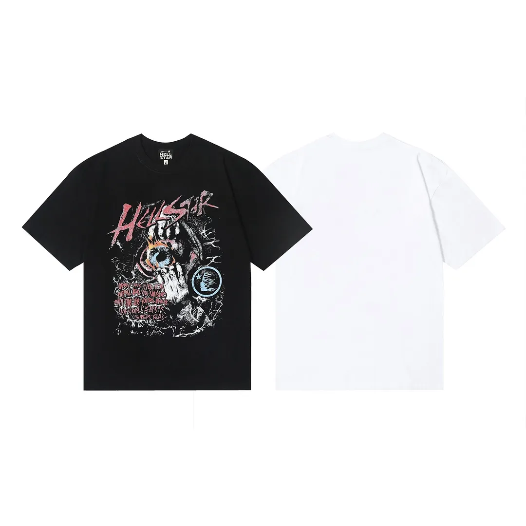 6628# P108 Hellstar American fashion high street pure cotton loose short-sleeved T-shirt Color: White Black Size: S M L XL