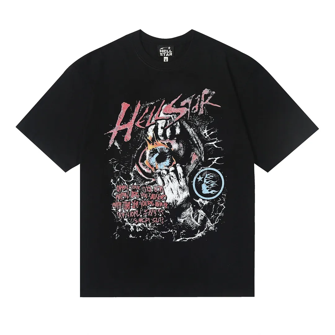 6628# P108 Hellstar American fashion high street pure cotton loose short-sleeved T-shirt Color: White Black Size: S M L XL