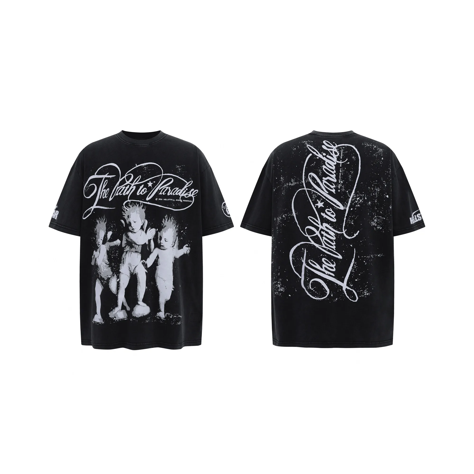 P126 HELLSTAR The Path To Paradise Complexcon Tee short-sleeved T-shirt The new hot beauty trend Hellstar!  Standard beauty and trendy workmanship, original customization (fabric, pattern, printing, hang tag, main mark, etc.), exaggerated style, explosive style, dare to break through tradition, bring adventurous new fashion experience!   YoungBoy, the most popular rapper in the youth circle, has shot a lot of models for him, and celebrities such as Dababy and Swae Lee frequently get dressed!  color: black Size: S, M, L, XL