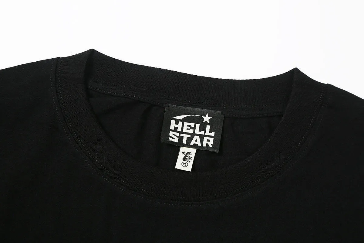 5530# P136 Hellstar Hellstar letter print lightning high street men and women hip-hop loose long-sleeved T-shirt Color: Black White Size: S M L XL
