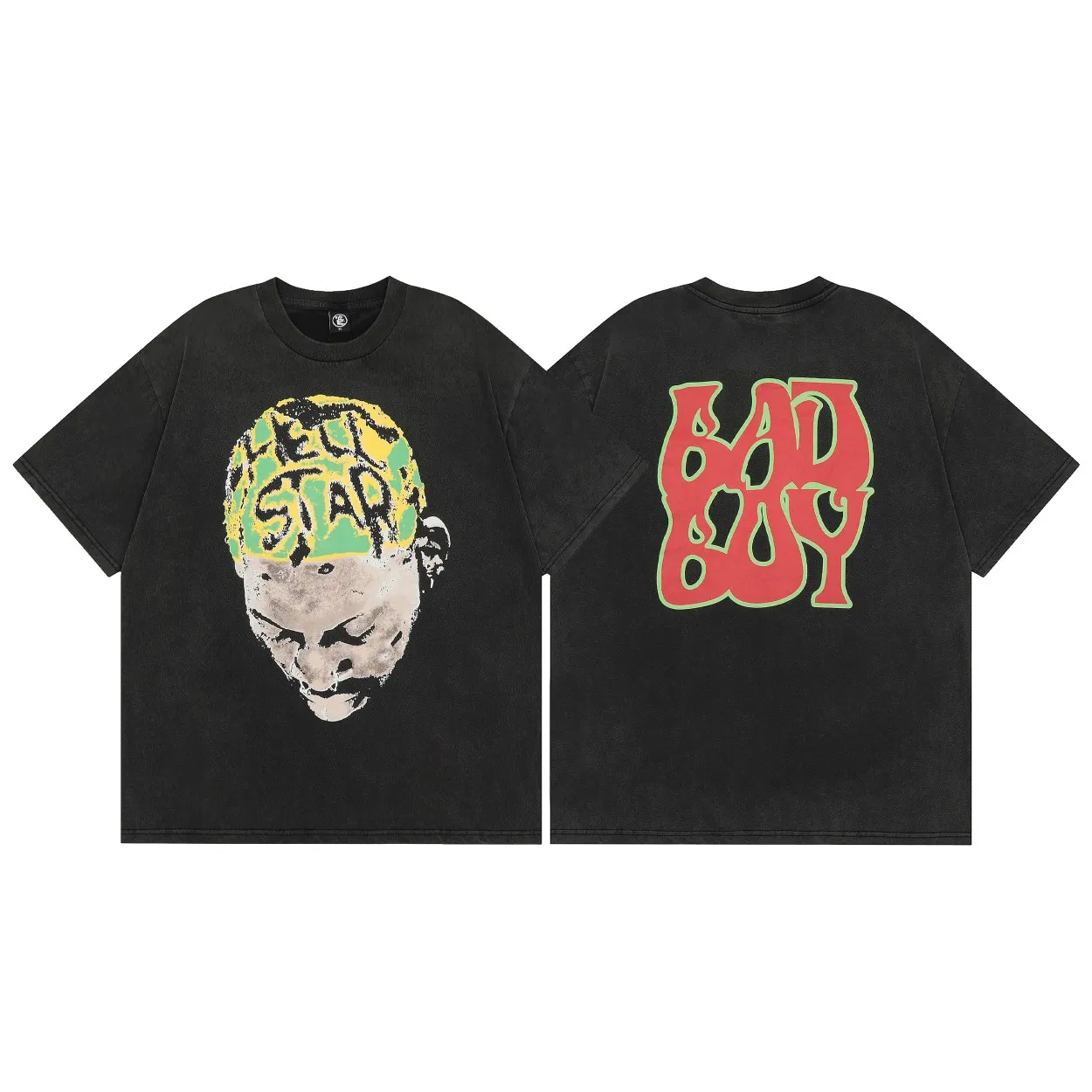 P134 Hellstar Rodman Tee short-sleeved T-shirt The new hot trendy Hellstar! Standard beauty and trendy workmanship, original customization (fabric, pattern, printing, hang tag, main mark, etc.), exaggerated style, explosive style, dare to break through tradition, bring adventurous new fashion experience!   YoungBoy, the most popular rapper in the youth circle, has shot a lot of models for him, and celebrities such as Dababy and Swae Lee frequently get dressed!   color: Vintage Black (washed black) size: S, M, L, XL
