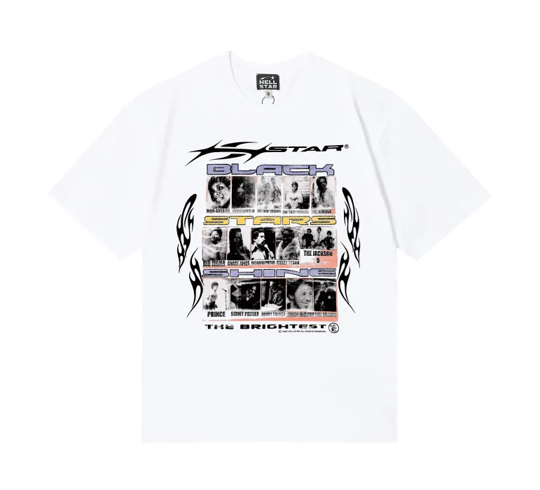 6752# P116 Hellstar American fashion high street pure cotton loose short-sleeved T-shirt Color: White Apricot Code Number: S M L XL