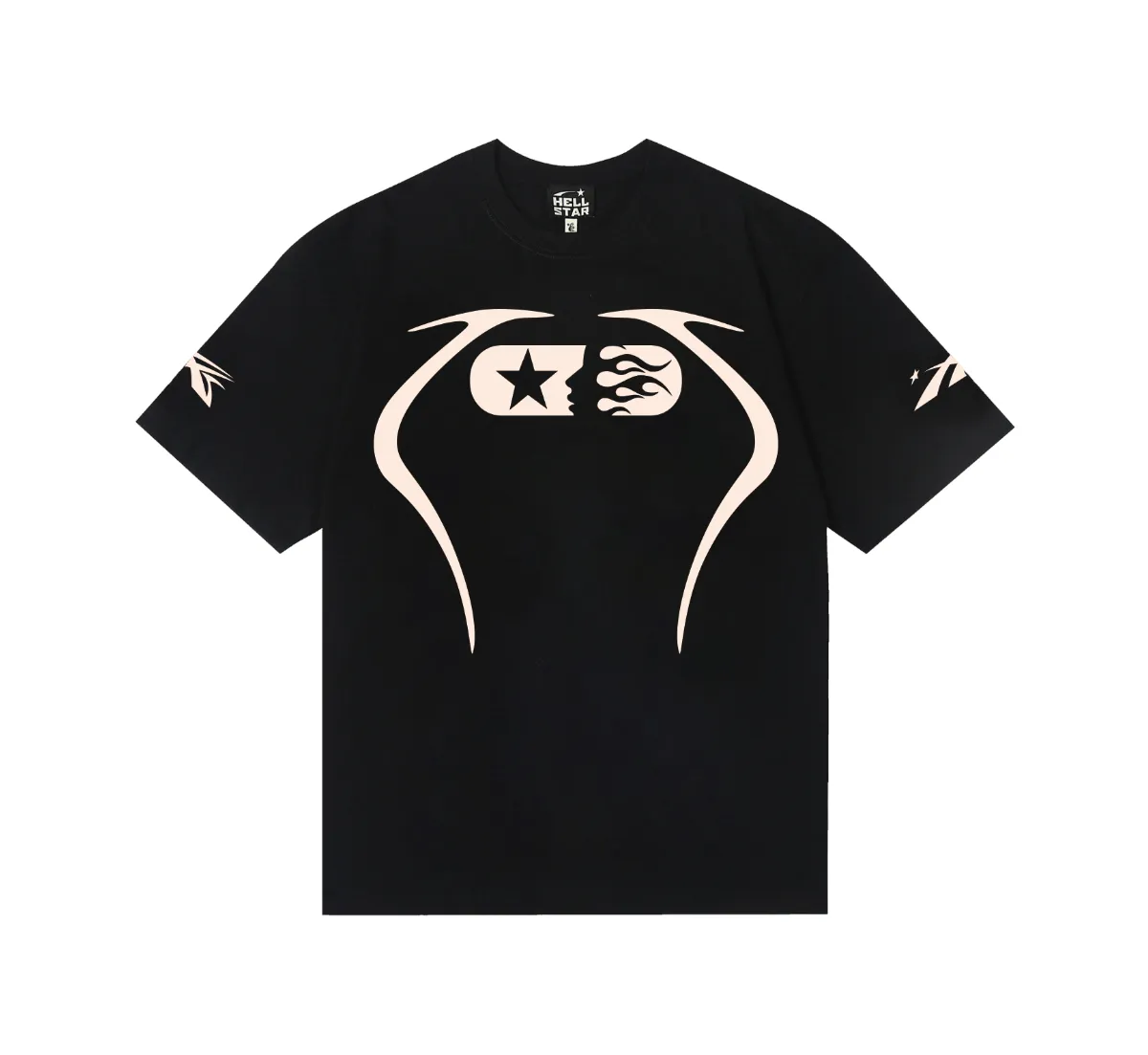 6834# P112 Hellstar American fashionable high street pure cotton loose short-sleeved T-shirt Color: White Red Apricot Dark Coffee Black Size: S M L XL