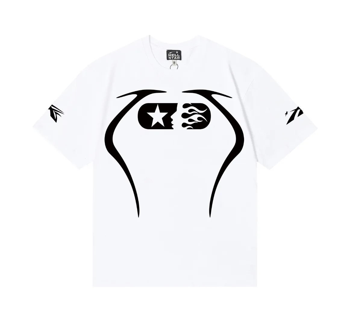 6834# P112 Hellstar American fashionable high street pure cotton loose short-sleeved T-shirt Color: White Red Apricot Dark Coffee Black Size: S M L XL
