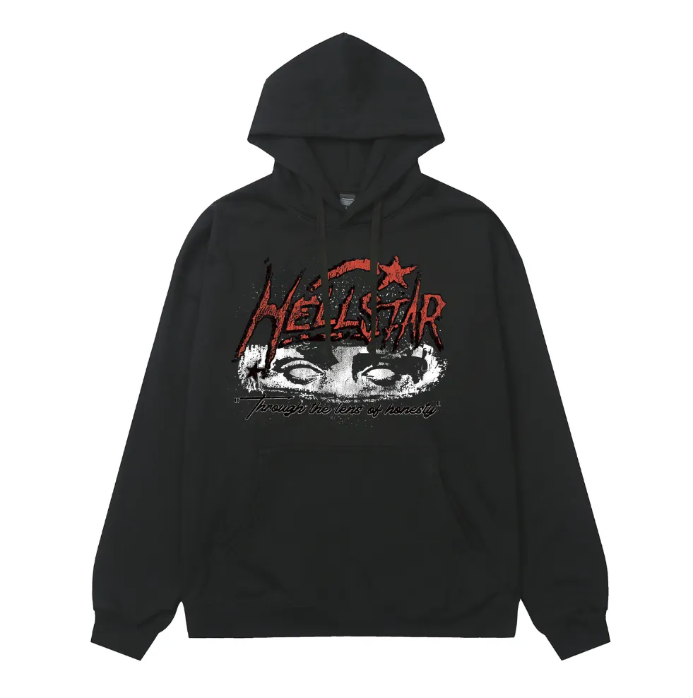 9919# P196 Ins American hip-hop trendy brand hellstar letter printed high street loose hooded pullover sweatshirt for men and women Color: Black Size: S M L XL