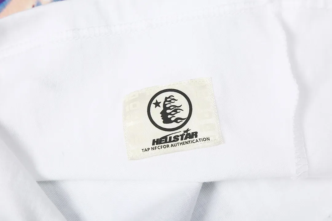 6615# P116 Hellstar short-sleeved Hellstar Rapper star fashion brand American fashion print high street retro T-shirt Color: White Apricot Black Size: S M L XL