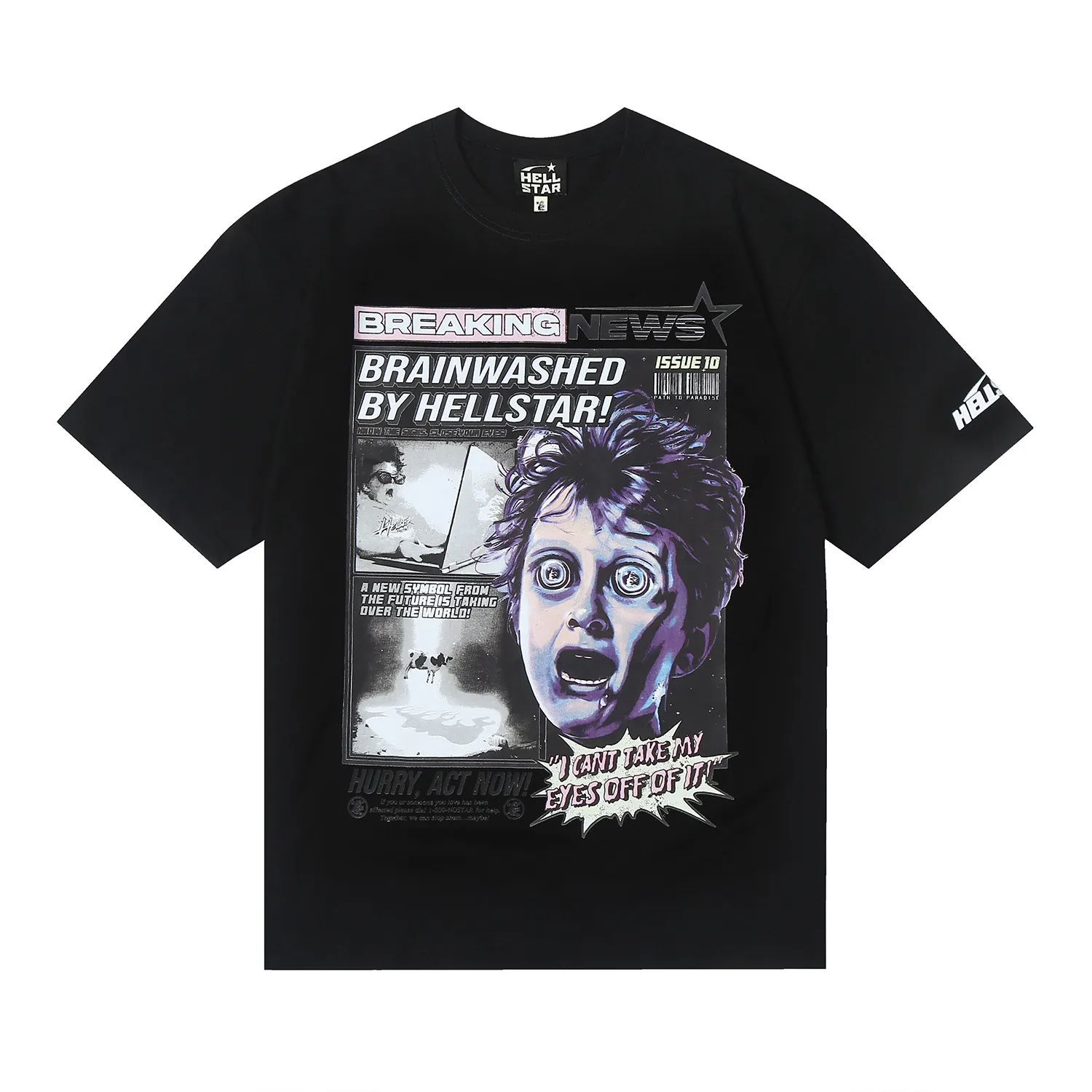 6615# P116 Hellstar short-sleeved Hellstar Rapper star fashion brand American fashion print high street retro T-shirt Color: White Apricot Black Size: S M L XL
