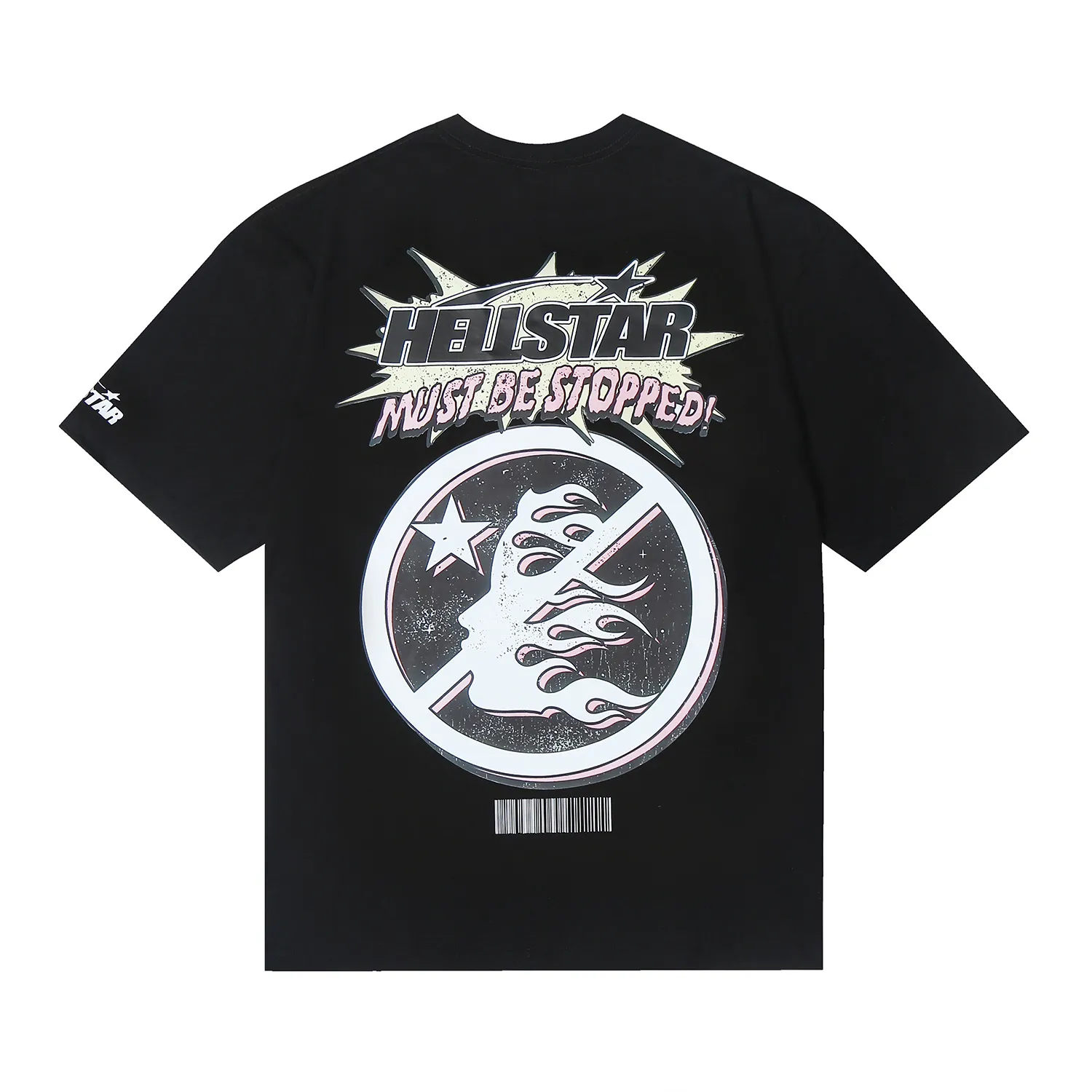 6615# P116 Hellstar short-sleeved Hellstar Rapper star fashion brand American fashion print high street retro T-shirt Color: White Apricot Black Size: S M L XL