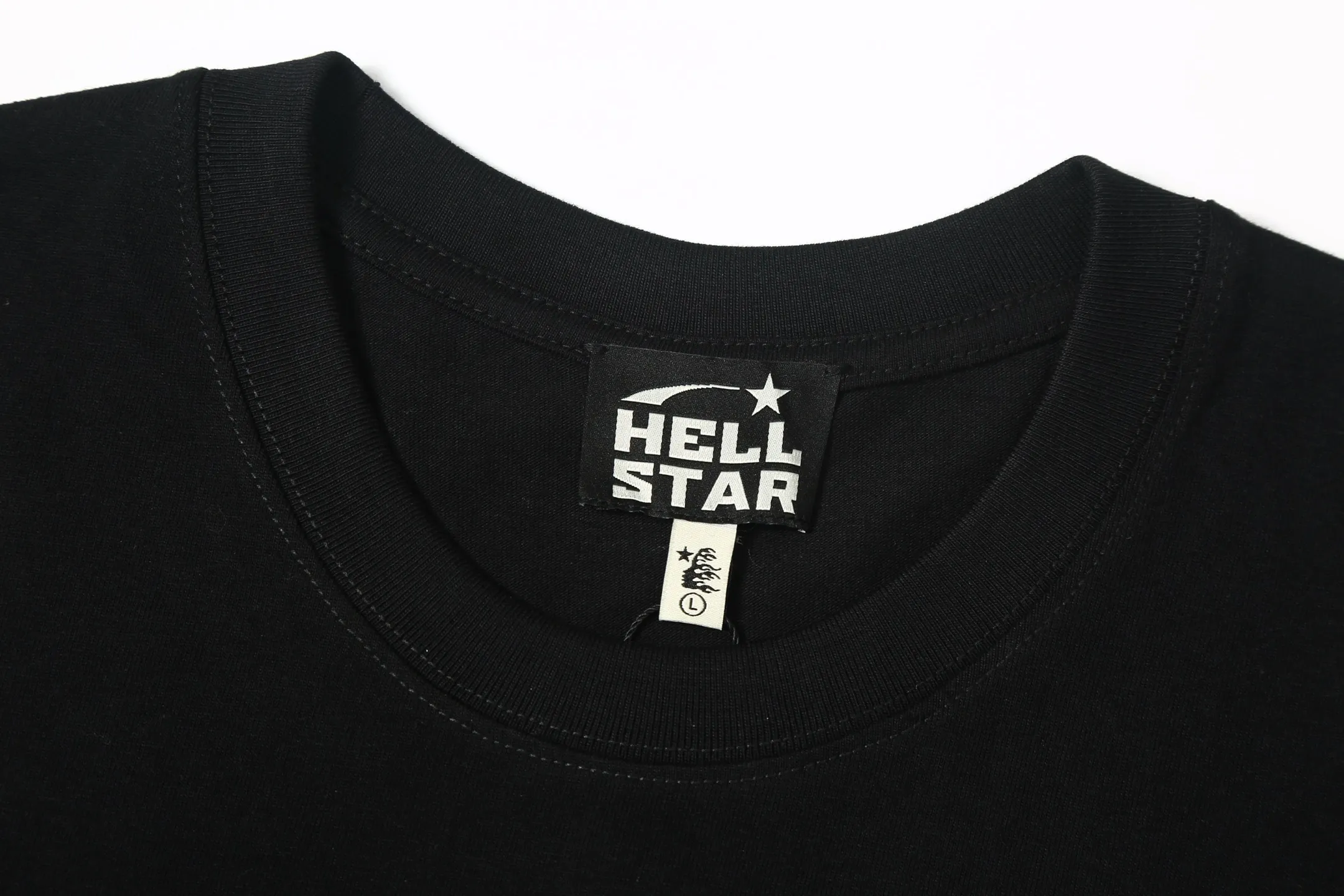 6607# P116 Hellstar short-sleeved Hellstar Rapper star fashion brand American fashion print high street retro T-shirt Color: White Black Apricot Size: S M L XL
