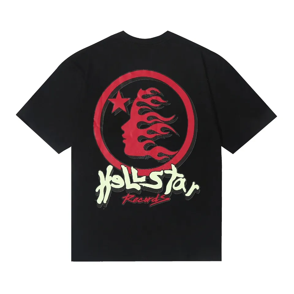 6607# P116 Hellstar short-sleeved Hellstar Rapper star fashion brand American fashion print high street retro T-shirt Color: White Black Apricot Size: S M L XL