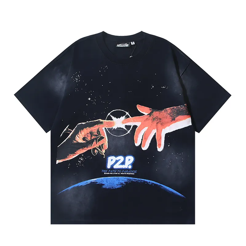 P126 Washed Black Real Shot Hellstar Hellstar Washed Retro Fashion Printed Short-Sleeved T-shirt Fabric: 250g 32 count fine cotton double yarn pure cotton Color: Washed Black Size: S M L XL