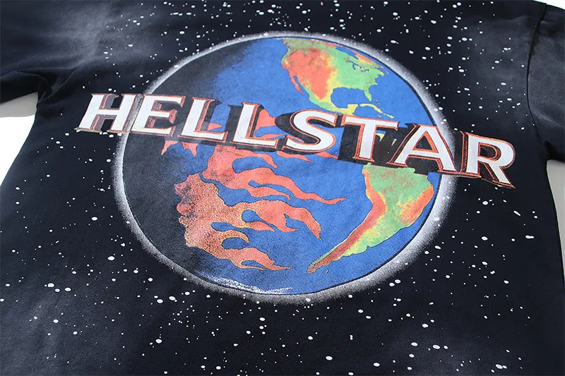 P126 Washed Black Real Shot Hellstar Hellstar Washed Retro Fashion Printed Short-Sleeved T-shirt Fabric: 250g 32 count fine cotton double yarn pure cotton Color: Washed Black Size: S M L XL