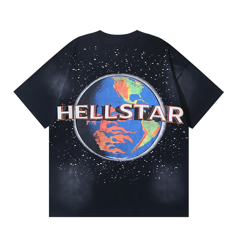 P126 Washed Black Real Shot Hellstar Hellstar Washed Retro Fashion Printed Short-Sleeved T-shirt Fabric: 250g 32 count fine cotton double yarn pure cotton Color: Washed Black Size: S M L XL