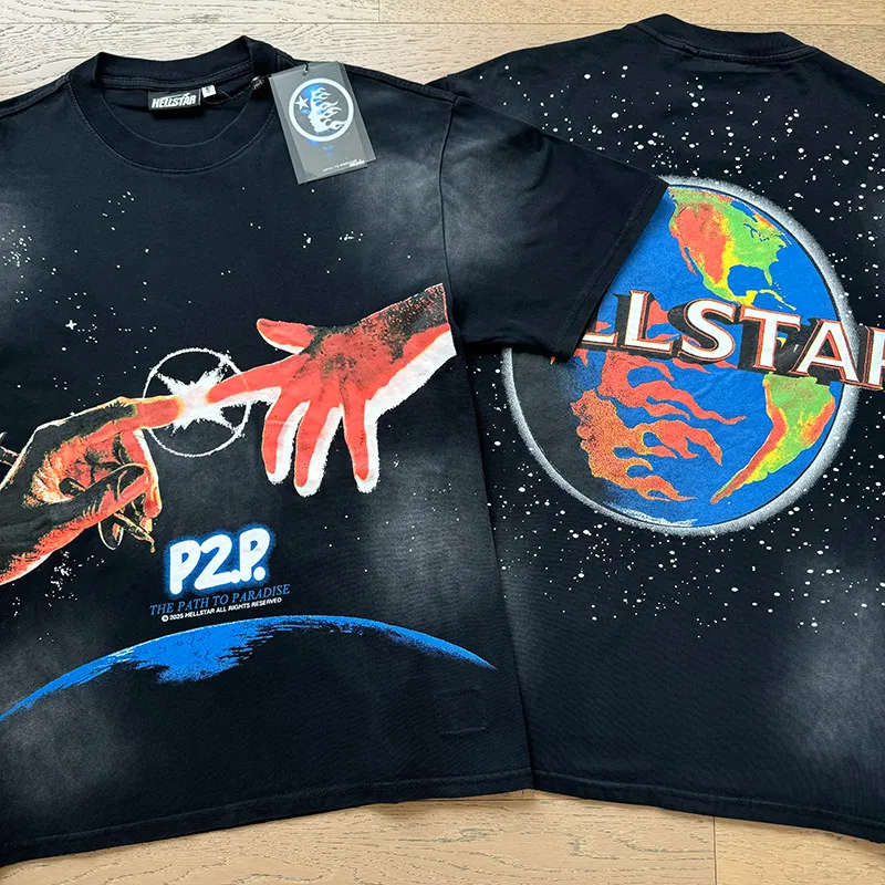 P126 Washed Black Real Shot Hellstar Hellstar Washed Retro Fashion Printed Short-Sleeved T-shirt Fabric: 250g 32 count fine cotton double yarn pure cotton Color: Washed Black Size: S M L XL
