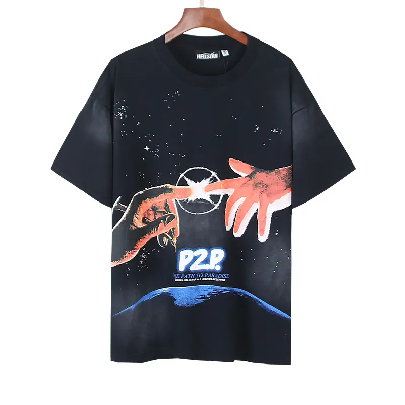 P126 Washed Black Real Shot Hellstar Hellstar Washed Retro Fashion Printed Short-Sleeved T-shirt Fabric: 250g 32 count fine cotton double yarn pure cotton Color: Washed Black Size: S M L XL