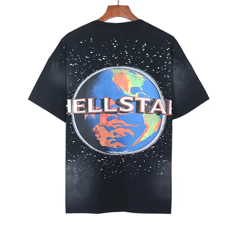 P126 Washed Black Real Shot Hellstar Hellstar Washed Retro Fashion Printed Short-Sleeved T-shirt Fabric: 250g 32 count fine cotton double yarn pure cotton Color: Washed Black Size: S M L XL