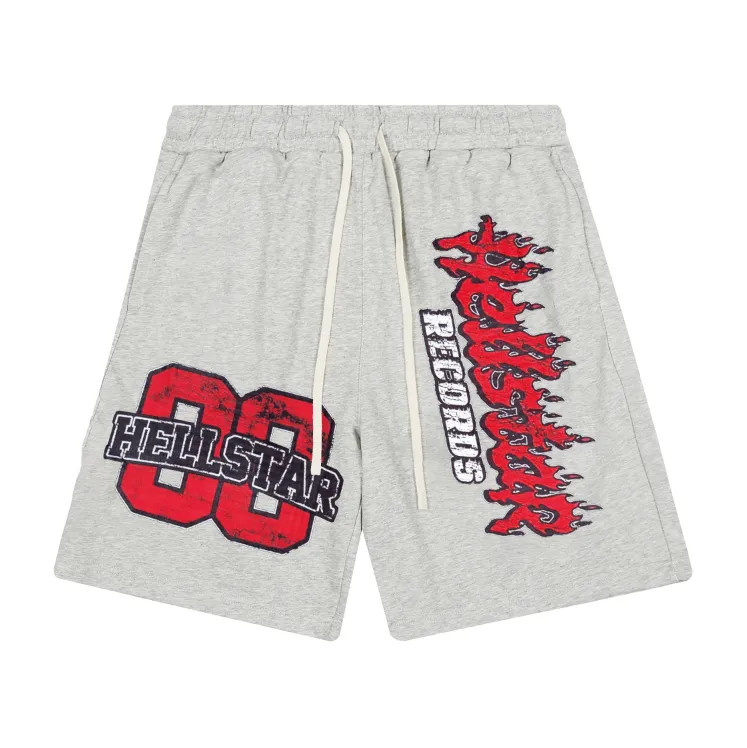 1113# P150 Hellstar pure cotton terry 350g printed casual shorts Color: black floral gray Size: S M L XL