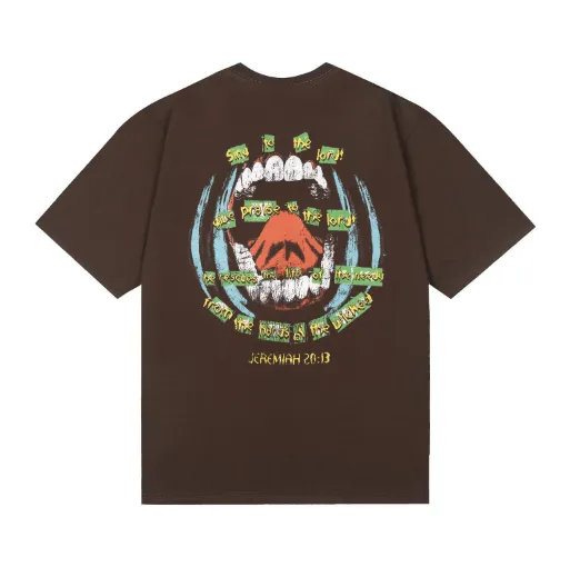 6775# P116 Hellstar American fashion high street pure cotton loose short-sleeved T-shirt Color: Black Dark Coffee Size: S M L XL