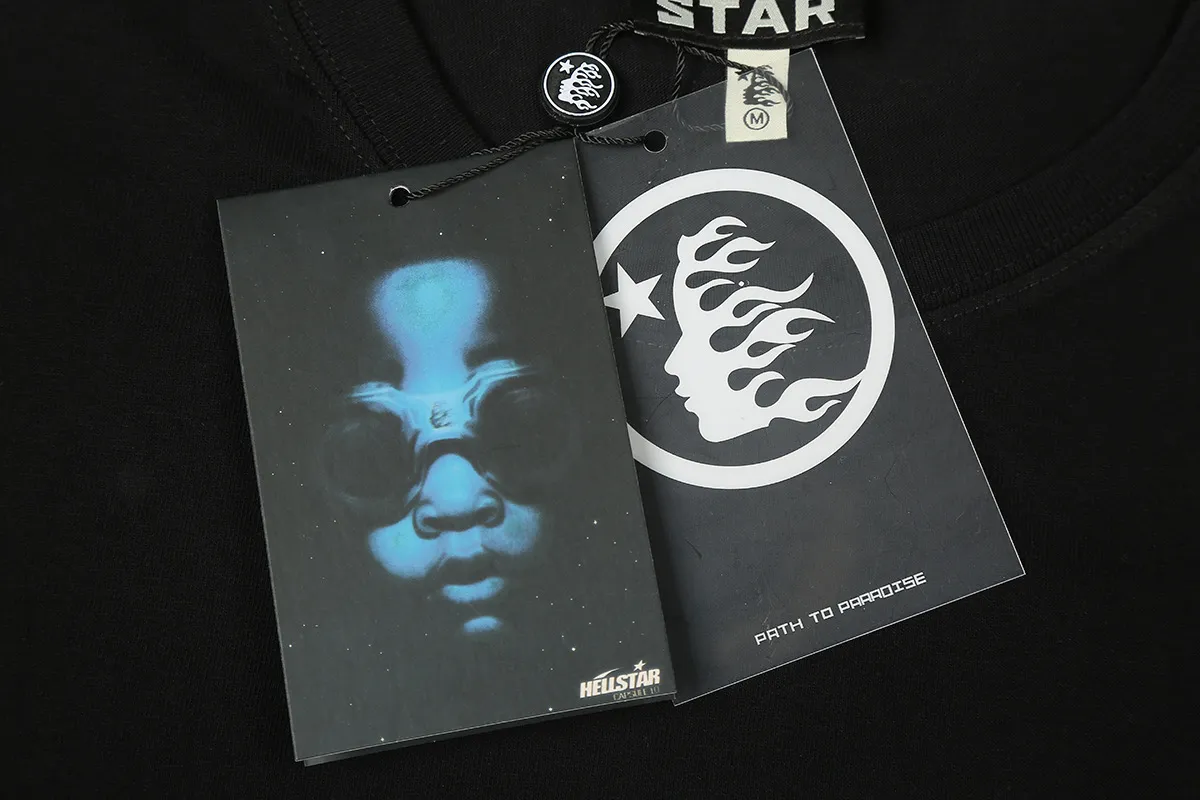 6775# P116 Hellstar American fashion high street pure cotton loose short-sleeved T-shirt Color: Black Dark Coffee Size: S M L XL