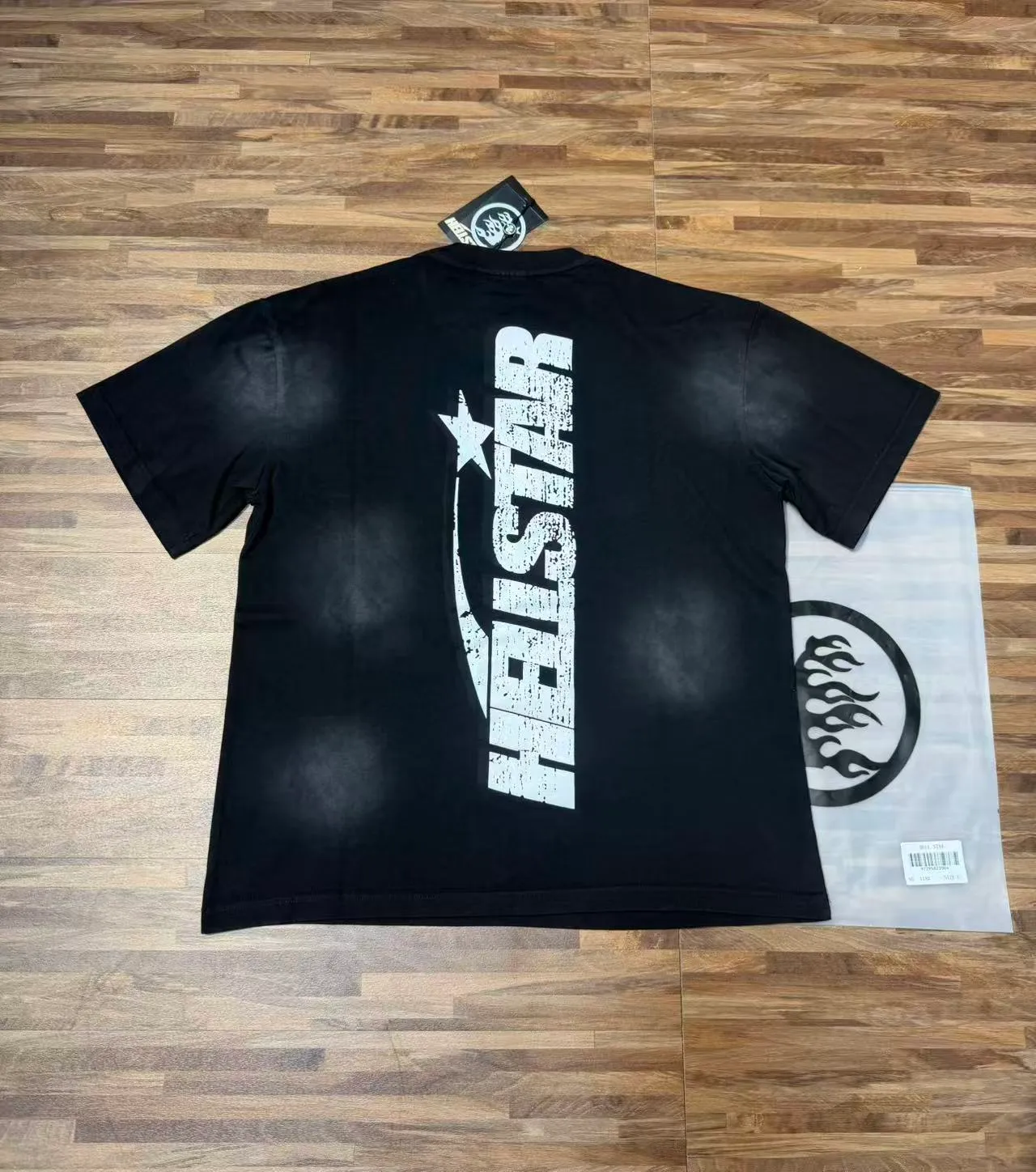 P124 Real-stock high-definition Hellstar Cross-border European and American style street brand pure cotton T-shirt Fabric (fabric): 32 pieces of 250g washed combed double yarn pure cotton Size (size): S-M- L- X L Color (colour): washed black/washed gray 👉