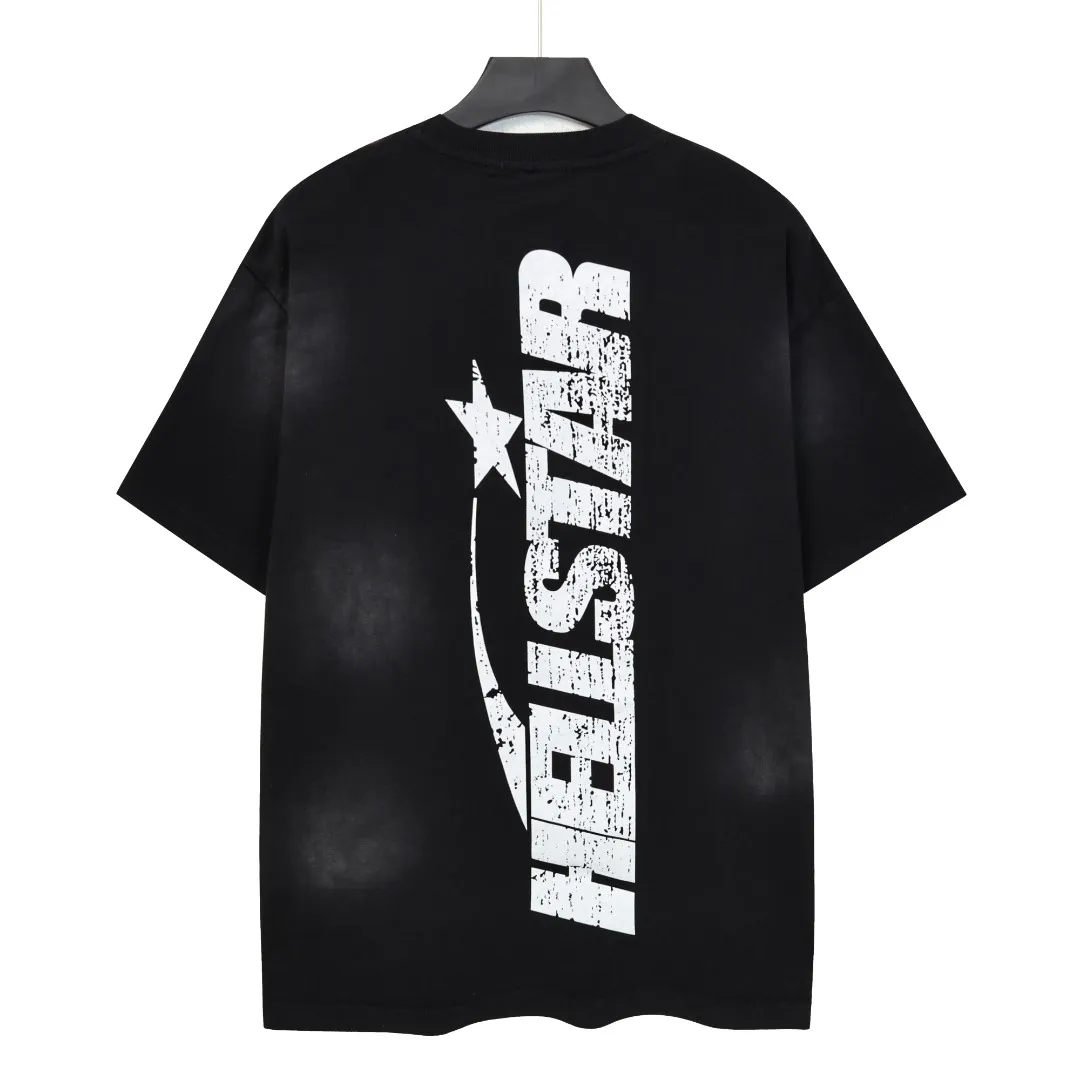 P124 Real-stock high-definition Hellstar Cross-border European and American style street brand pure cotton T-shirt Fabric (fabric): 32 pieces of 250g washed combed double yarn pure cotton Size (size): S-M- L- X L Color (colour): washed black/washed gray 👉