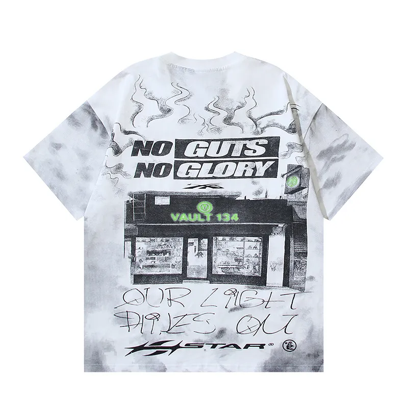 P116 Real shot of Hellstar Hellstar high street pure cotton loose short-sleeved T-shirt Fabric: 240g 32 count fine cotton double yarn pure cotton Color: White Size: S M L XL